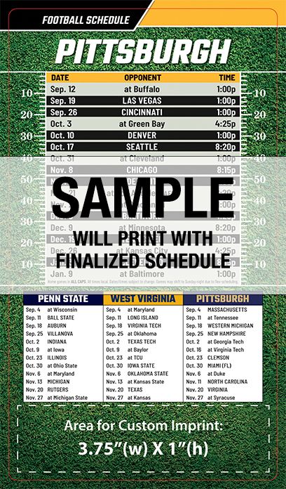 ReaMark Products: Pittsburgh Full Magnet Football Schedule
